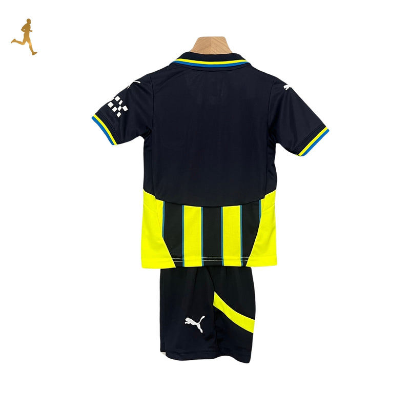 Conjunto Manchester City II Infantil Puma 24-25 - Amarelo Preto Azul