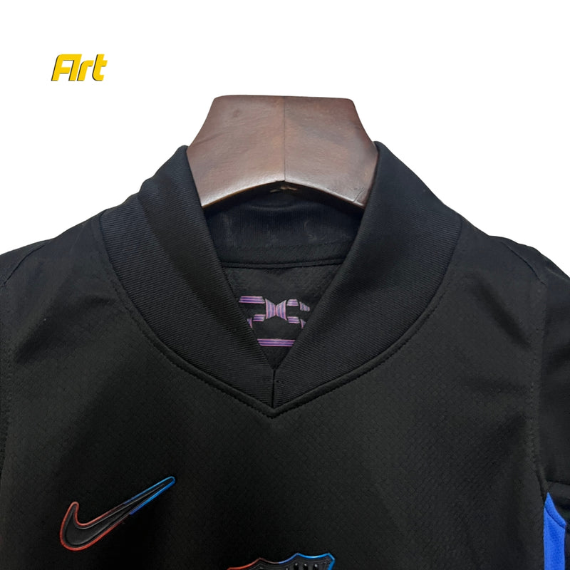 Conjunto Barcelona Infantil Away 24/25 - Preto