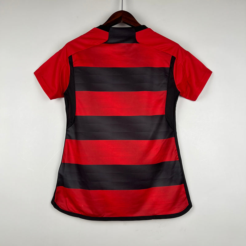 Camisa Flamengo Feminina Home Adidas 23/24 - Versão Torcedor Vermelho, Preto e Branco