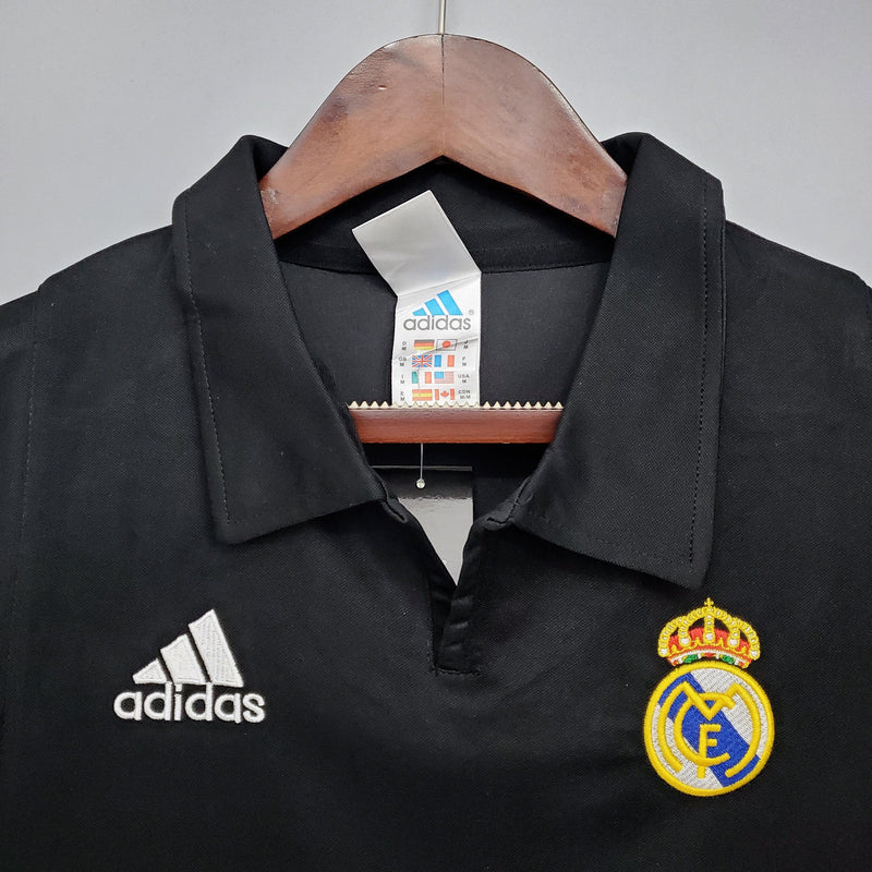 camisa-real-madrid-2002-2003-retrô-gola-polo-manga-curta-reserva-away-II-zidane-ronaldo-roberto-carlos-david-beckham-frente-costas