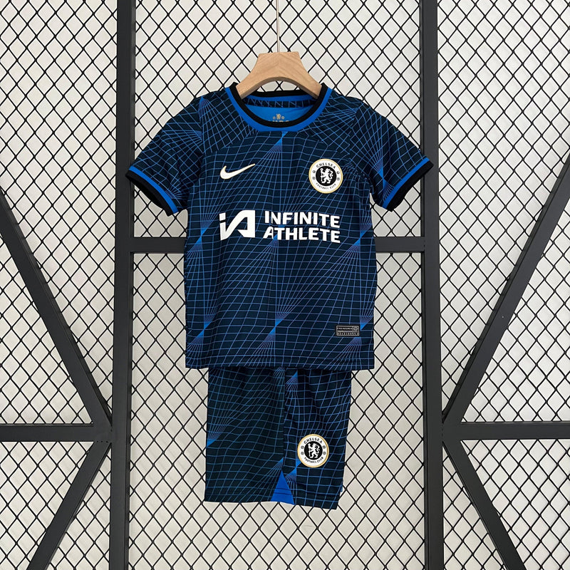 Conjunto Infantil Chelsea II Away Nike 23/24 Futebol - Azul e Preto