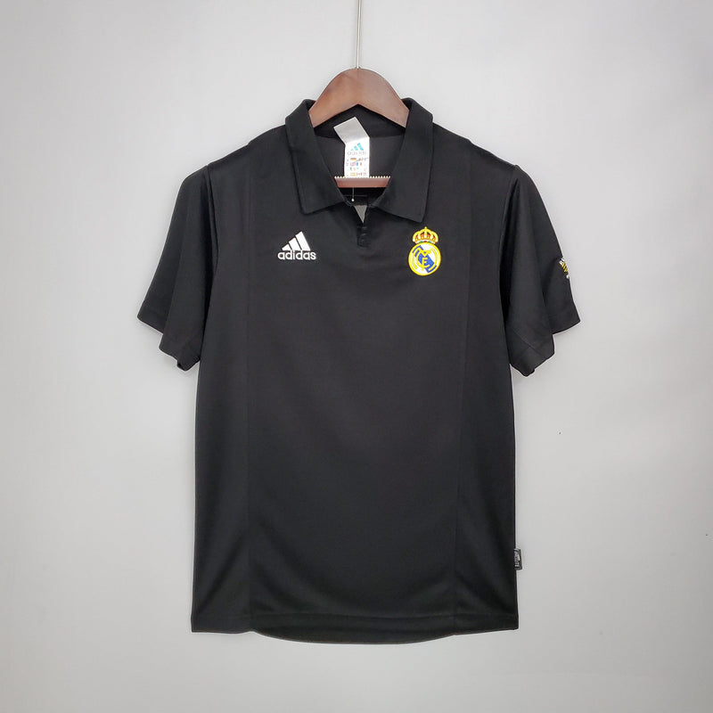 camisa-real-madrid-2002-2003-retrô-gola-polo-manga-curta-reserva-away-II-zidane-ronaldo-roberto-carlos-david-beckham-frente-costas