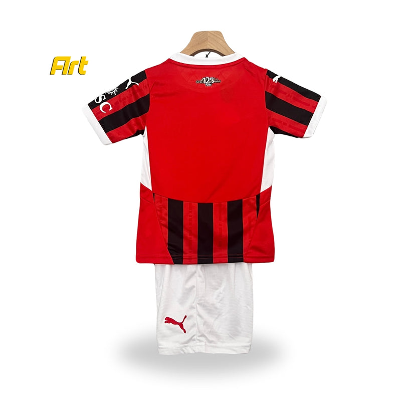 Conjunto AC Milan Infantil Home 24/25 - Vermelho e Preto