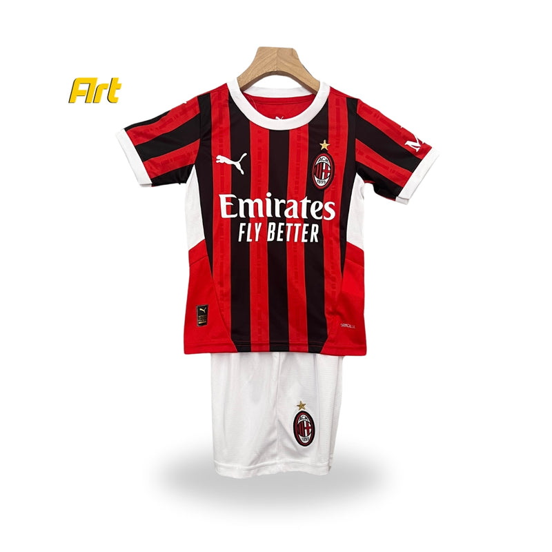 Conjunto AC Milan Infantil Home 24/25 - Vermelho e Preto