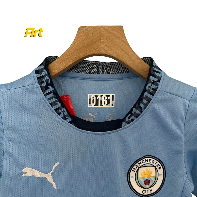 Conjunto Manchester City I Home Infantil 24/25 - Azul