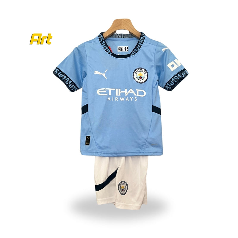 Conjunto Manchester City I Home Infantil 24/25 - Azul