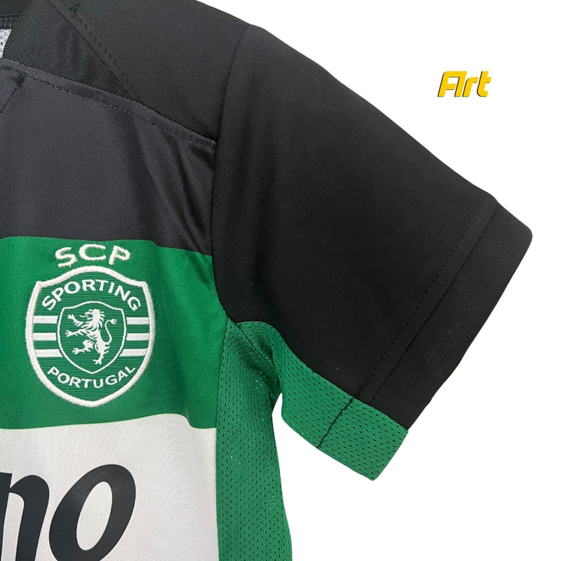 Conjunto Sporting I Home Infantil 24/25 - Preto e Verde