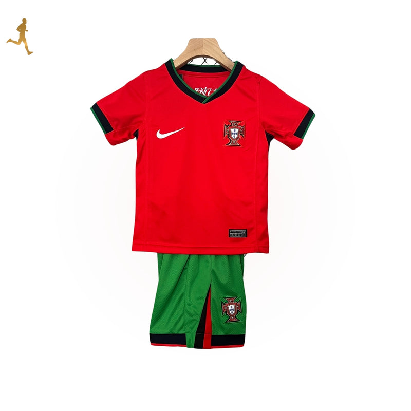 Conjunto Portugal I Titular 24/25 Versão Torcedor Home - Infantil Kit de Futebol Infantil Portugal Cristiano Ronaldo CR7