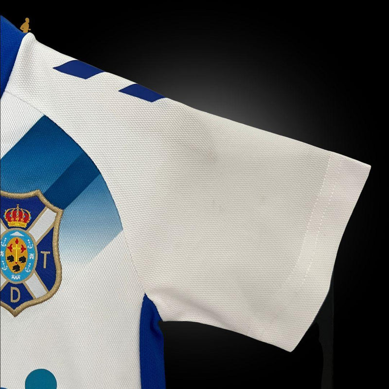 Kit Infantil de Futebol Tenerife Home 24/2025 Versão Torcedor Branco Azul - Hummel - Laliga Hypermotion