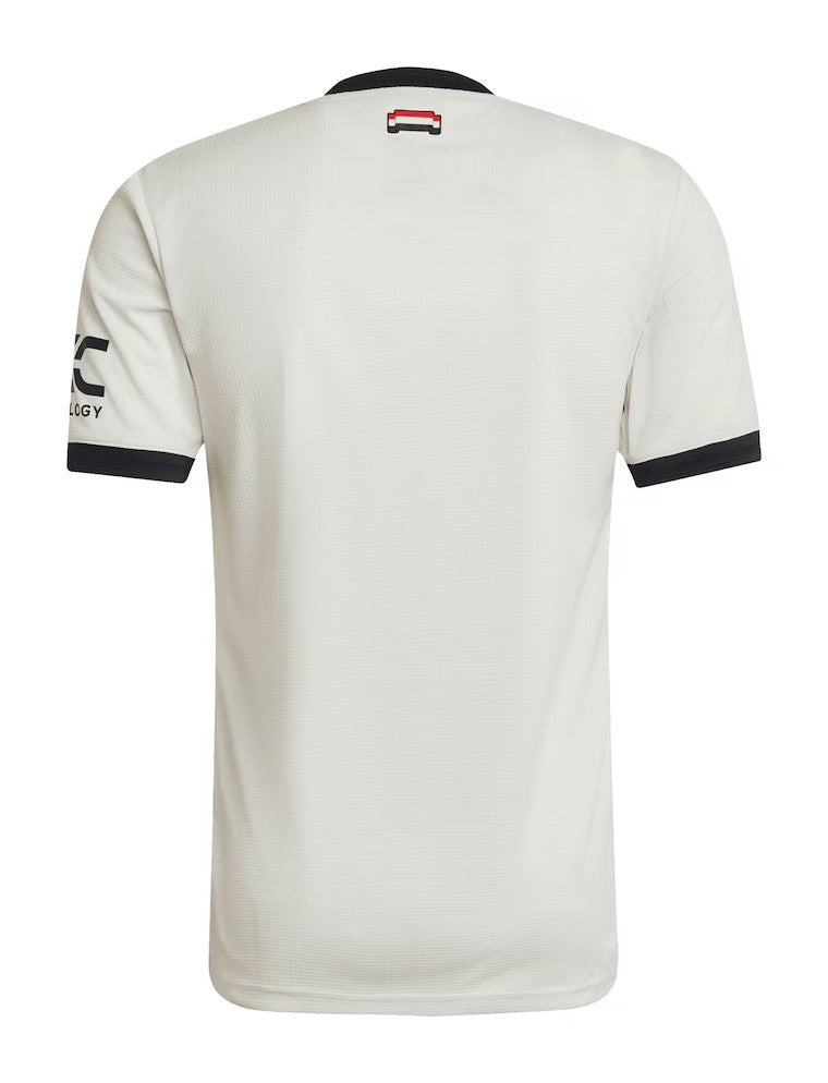 Camisa Manchester United III Third Reserva 24/25 Versão Torcedor Branco Vermelho Preto Visitante Away