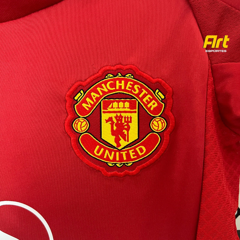 Conjunto Manchester United Infantil I Titular 24/25 Home - Vermelho