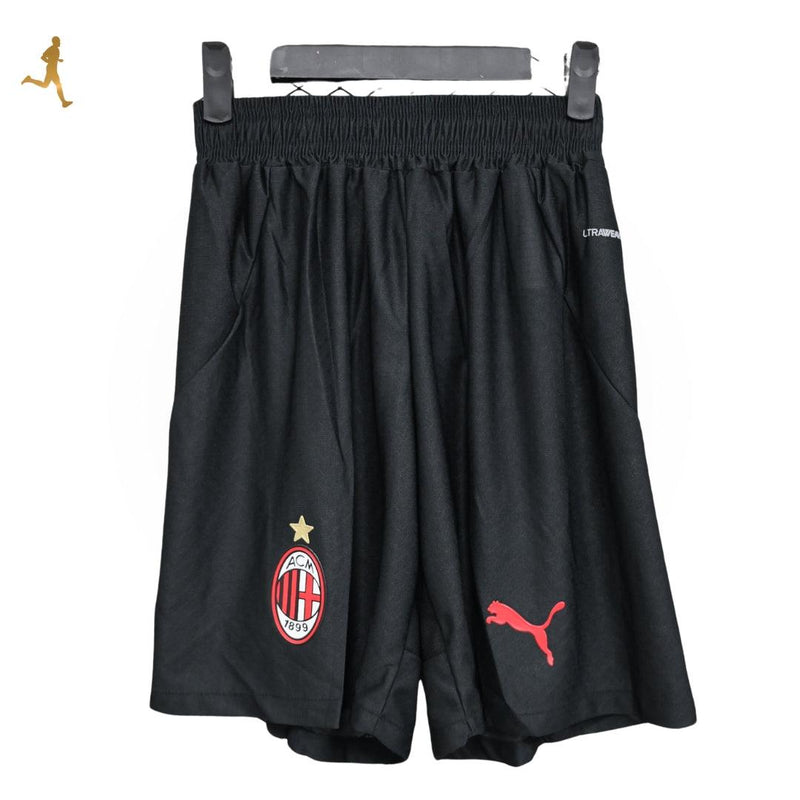 Shorts Milan I Titular Home Versão Jogador Preto e Vermelho 2024/2025 - Calção de futebol Uniforme 1 Milan Preto e Vermelho Puma