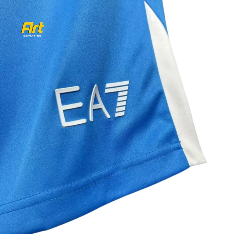 Shorts Napoli Away 2024/25 EA7 - Versão Torcedor Azul