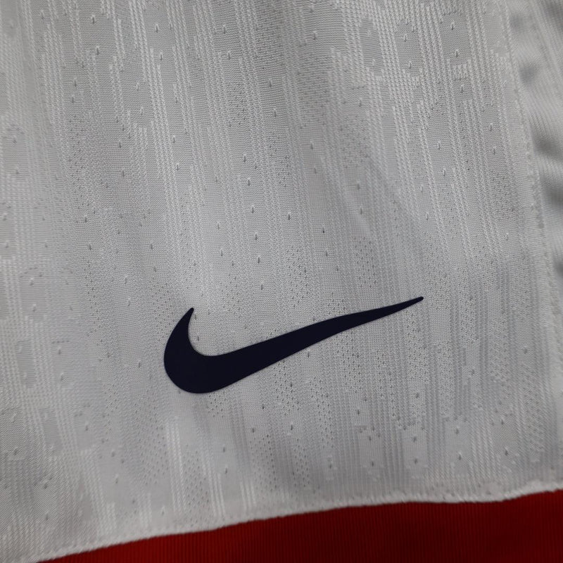 Shorts Titular Paris Saint Germain PSG I 24/25 Versão Jogador Branco Vermelho Azul - Calção de futebol PSG nike