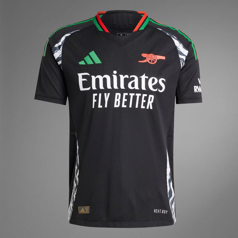 camisa-arsenal-away-24-25-versao-torcedor-bordao-preto-verde-vermelho-branco