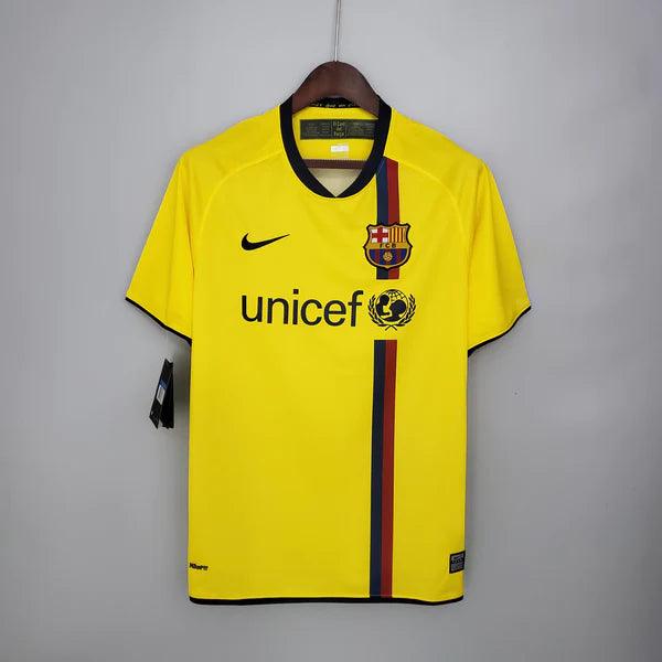 camisa-barcelona-II-reserva-away-amarelo-preto-grená-azul-2008-2009-manga-curta-gola-preta