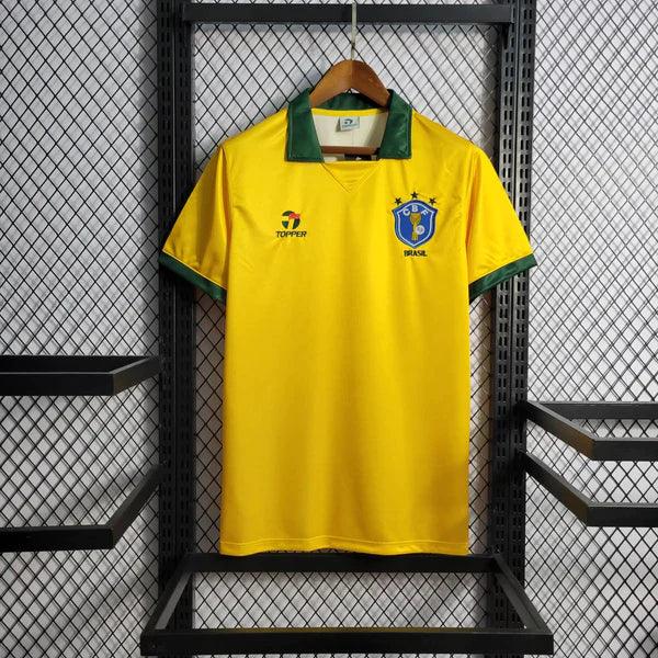 camisa-seleção-brasileira-titular-I-home-topper-gola-verde-1988-1990-amarelo-verde-azul-bordado