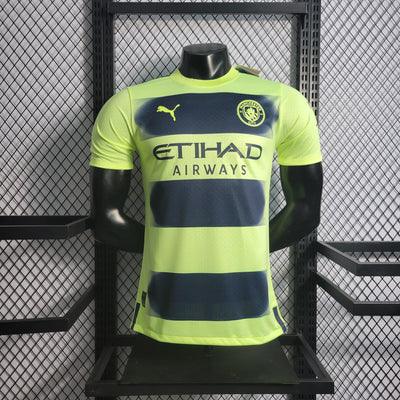 camisa-manchester-city-third-22-23-verde-preto-reserva-versão-jogador-puma-silk-emborrachado