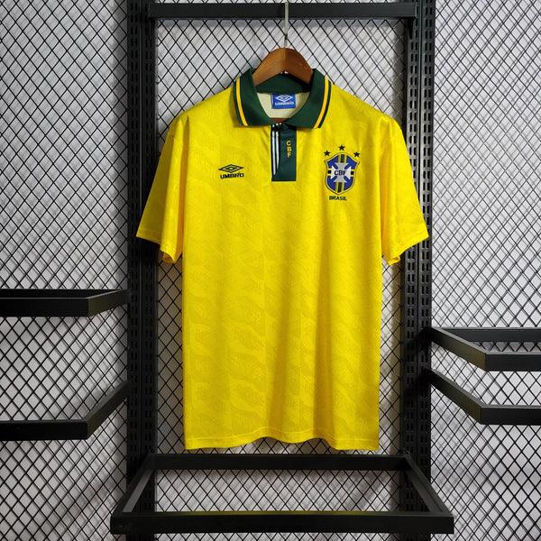 camisa-brasil-titular-I-amarelo-gola-polo-verde-retrô-1991-1993-retro