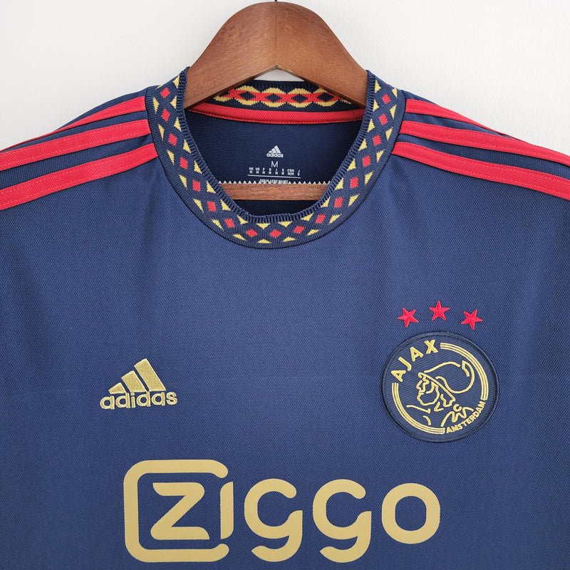 camisa-ajax-away-torcedor-22-23-adidas-azul-dourado-vermelho-manga-curta-mozaico-campeonato-alemão