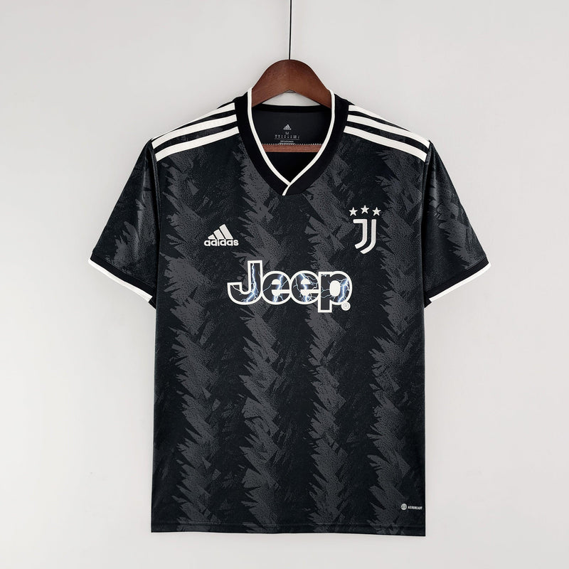 camisa-juventus-away-adidas-22-23-branco-frete-gratis-jeep-kaio-jorge-bonucci-preto-branco