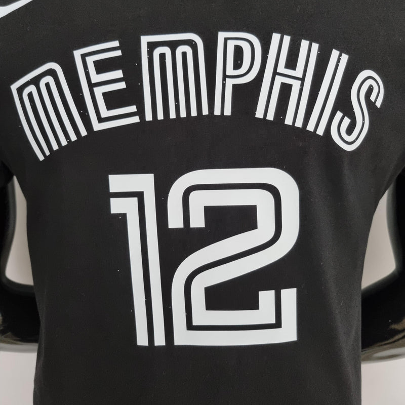 camisa-de-basquete-esportiva-preta-branco-12-memphis-nike-manequim-preto-branco