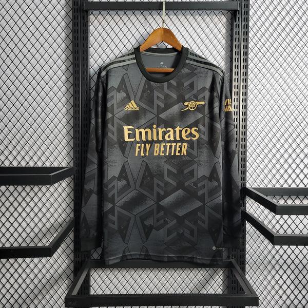 camisa-arsenal-manga-longa-preto-dourado-22-23