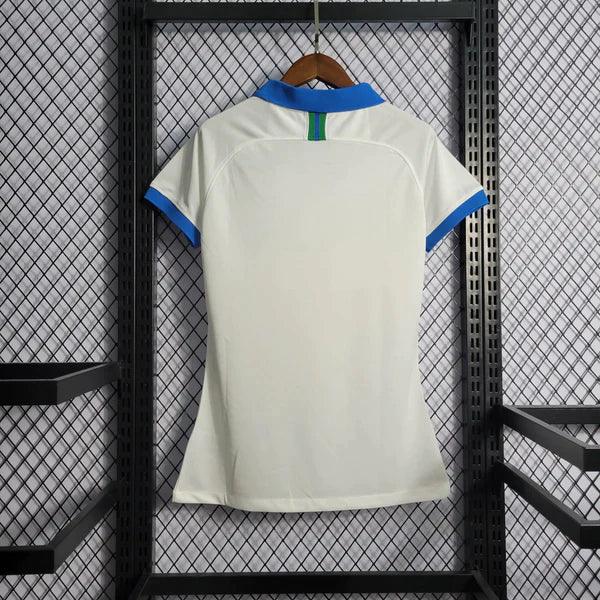 Camisa Feminina Brasil Nike 2019/20 Branco com Gola Azul