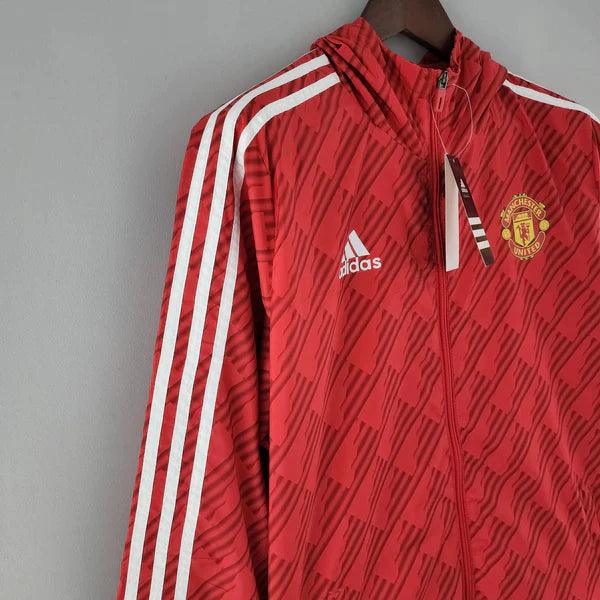 Corta Vento Manchester United Adidas 2022/23 Vermelho e Branco