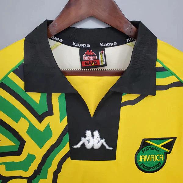 camisa-jamaica-titular-retrô-1998-amarelo-gola-polo-preta-verde