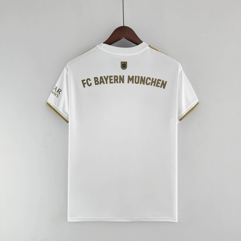 camisa-bayern-de-munique-away-ll-versão-torcedor-adidas-branco-dourado-23-24-harry-kane-thomas-muller-vidovic