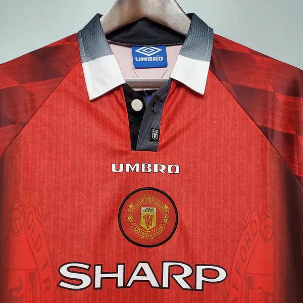 camisa-manchester-united-I-titular-1996-vermelho-gola-polo-branco-preto