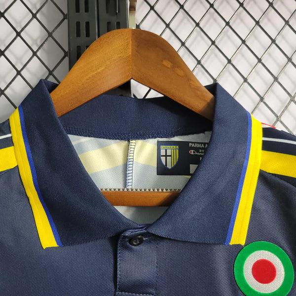 camisa-parma-away-II-visitante-1999-2000-azul-amarelo-gola-polo-parmalat