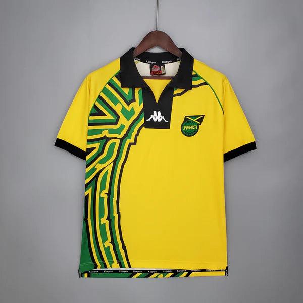 camisa-jamaica-titular-retrô-1998-amarelo-gola-polo-preta-verde