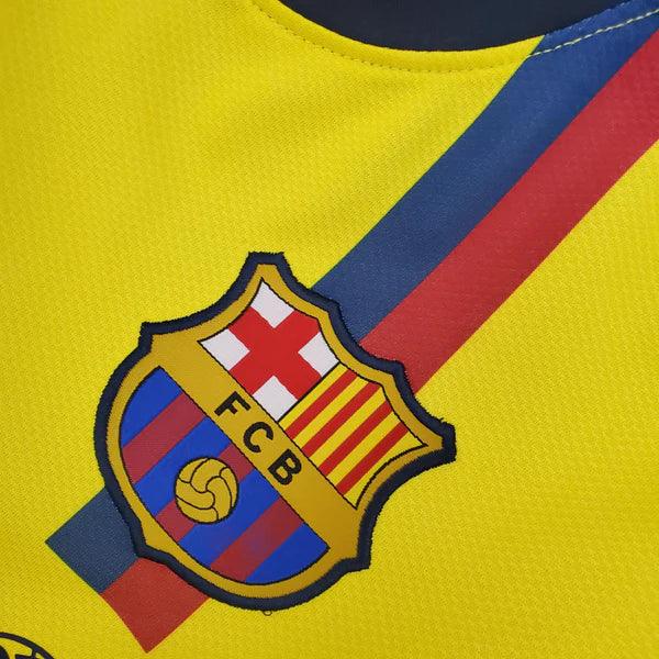 Camisa Barcelona Retrô Reserva Manga Curta II - Nike Away 2008/09 Amarelo - Gola Polo Preta