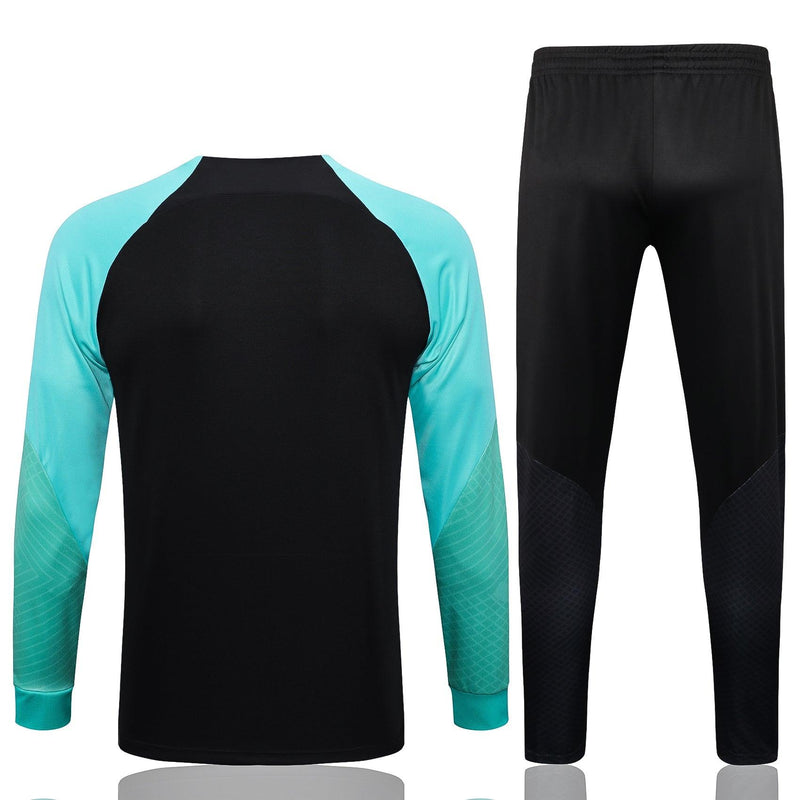 conjunto-de-treino-do-barcelona-preto-azul-zíper-23-24-calça-preta-swoosh-vermelho