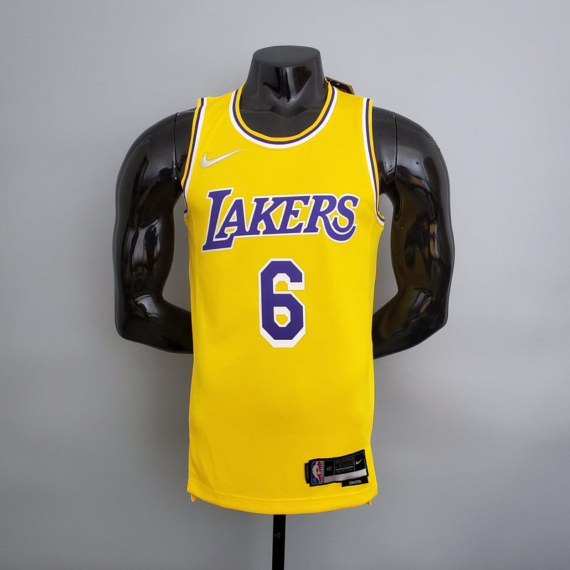 camisa-regata-de-basquete-los-angeles-larkers-6-amarelo-azul-lebron-james-manequim-preto