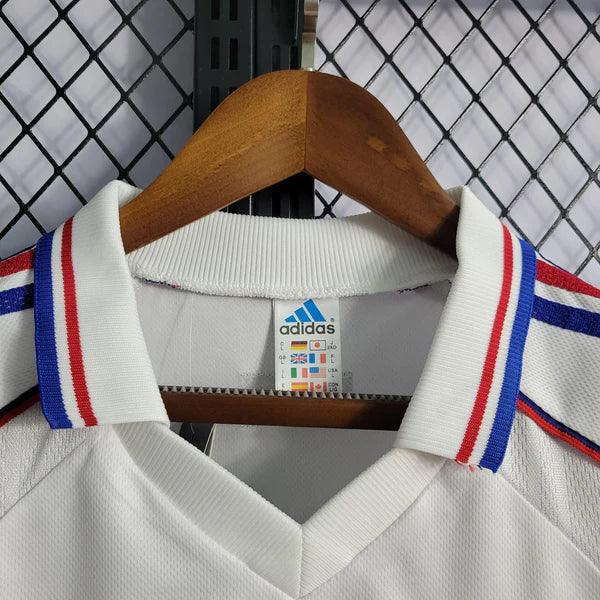 camisa-frança-II-reserva-visitante-away-1998-copa-do-mundo-final-zidane-branca-vermelha-azul-gola-polo