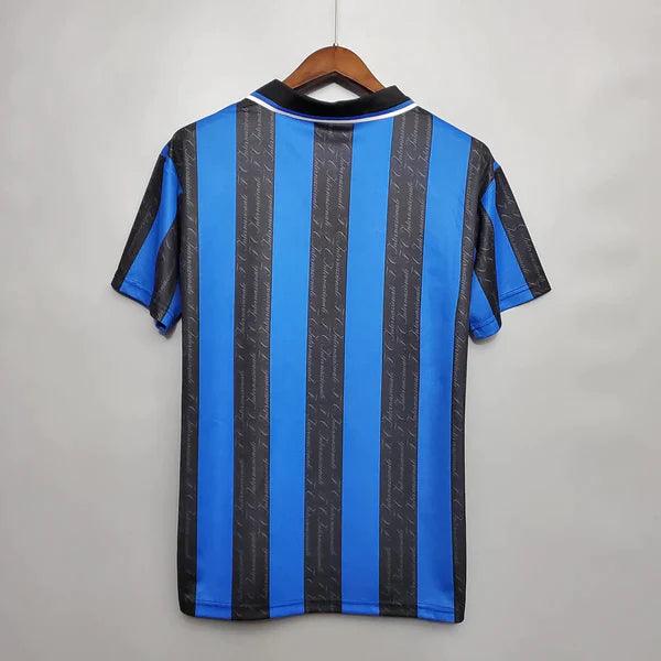 camisa-inter-de-milão-I-titular-97-98-retrô-preto-azul-listrado-home-clássica-internazionale-ronaldo-fenômeno-gola-polo-pirelli