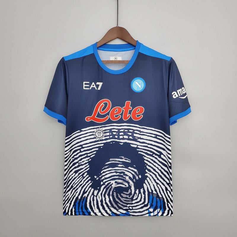 Camisa Napoli EA7 - Versão Torcedor 22/23 Edição Especial Azul Escuro Maradona