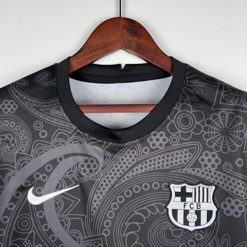 camisa-barcelona-nike-away-23-24-preto-branco-grená-pedri-jordi-alba-lewandowski-gavi-xavi-rafinha-torcedor