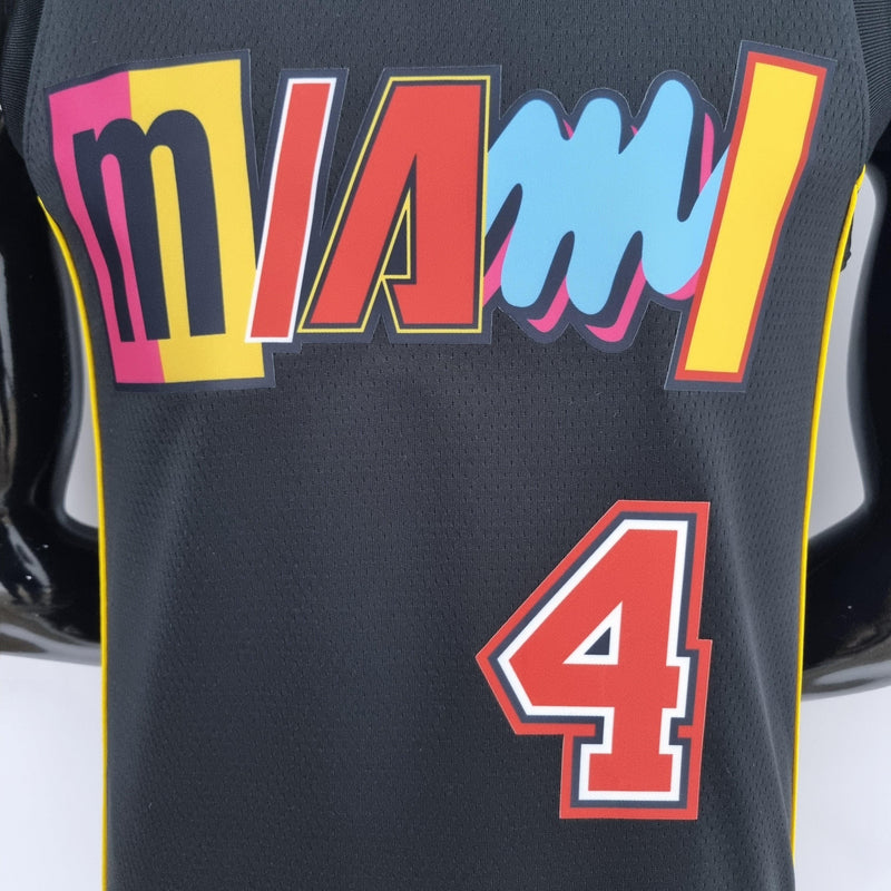 camisa-de-basquete-regata-nba-miami-heat-4-herro-adebayo-oladipo-manequim-preto-rosa-amarelo-azul-escrito