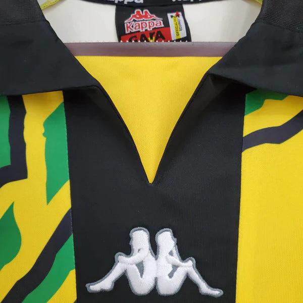 camisa-jamaica-titular-retrô-1998-amarelo-gola-polo-preta-verde