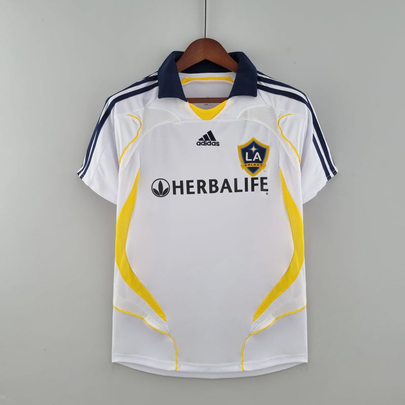 Camisa Los Angeles Galaxy Adidas Herbalife Retro - 2007 Branca e Amarelo