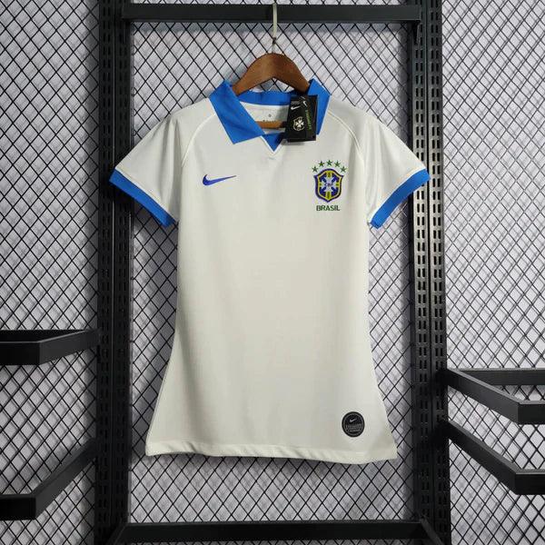 Camisa Feminina Brasil Nike 2019/20 Branco com Gola Azul