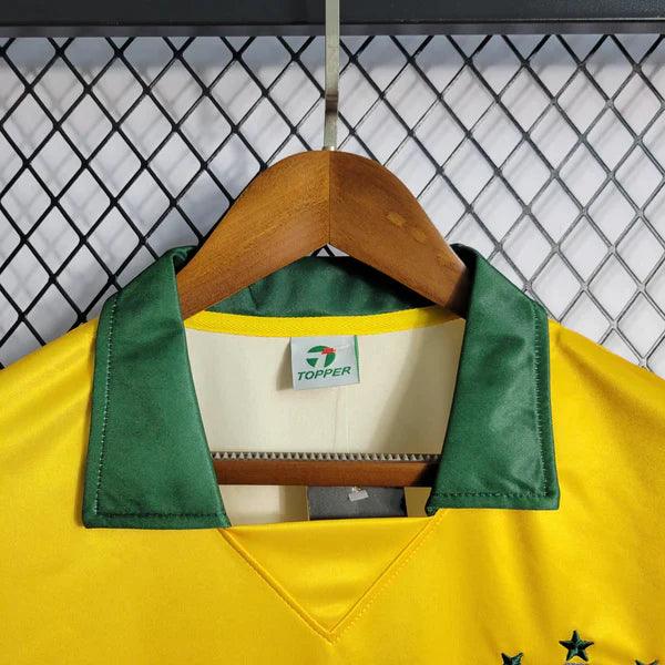 camisa-seleção-brasileira-titular-I-home-topper-gola-verde-1988-1990-amarelo-verde-azul-bordado