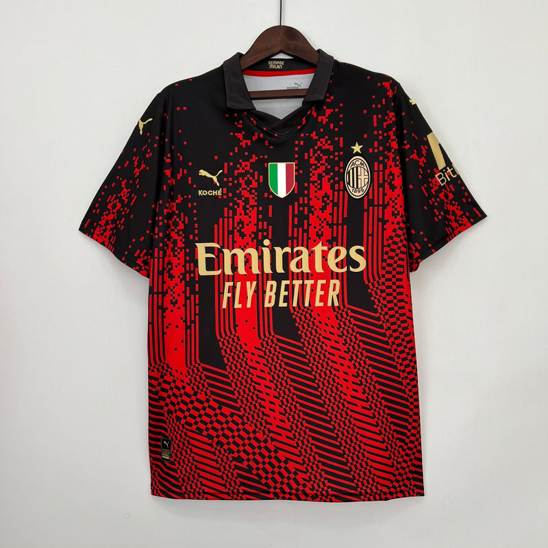 Camisa Milan Edição Especial Puma - 23/24 Versão Torcedor Vermelha, Preta e Dourado