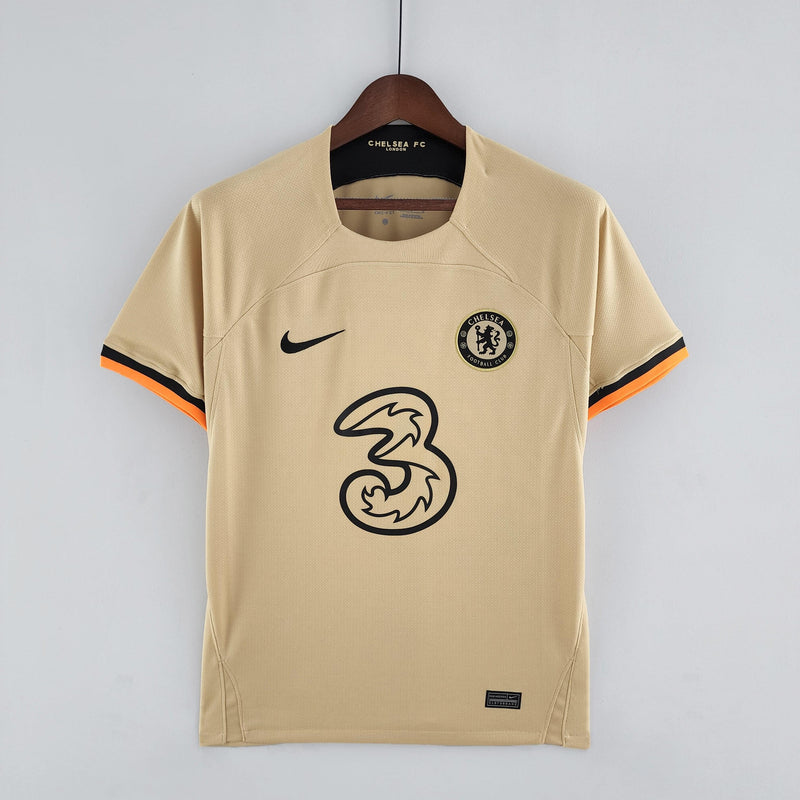 camisa-chelsea-nike-torcedor-amarelo-preto-azulo-bege-laranja-22-23-thiago-silva-lukaku-enzo-fernandez