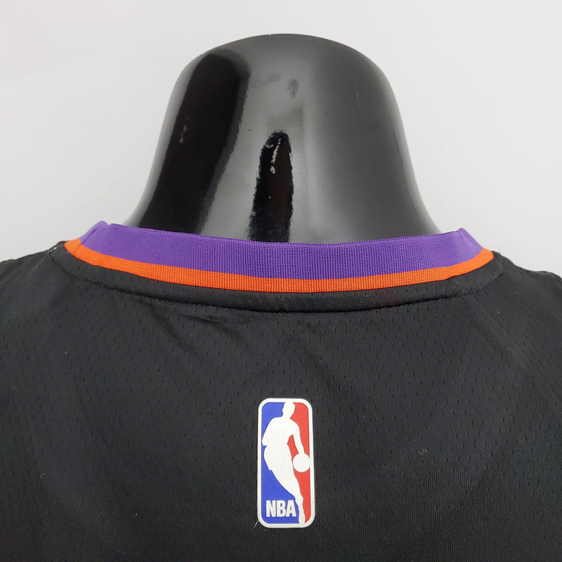 camisa-de-basquete-phoenix-suns-versão-torcedor-preto-gola-roxa-3-paul