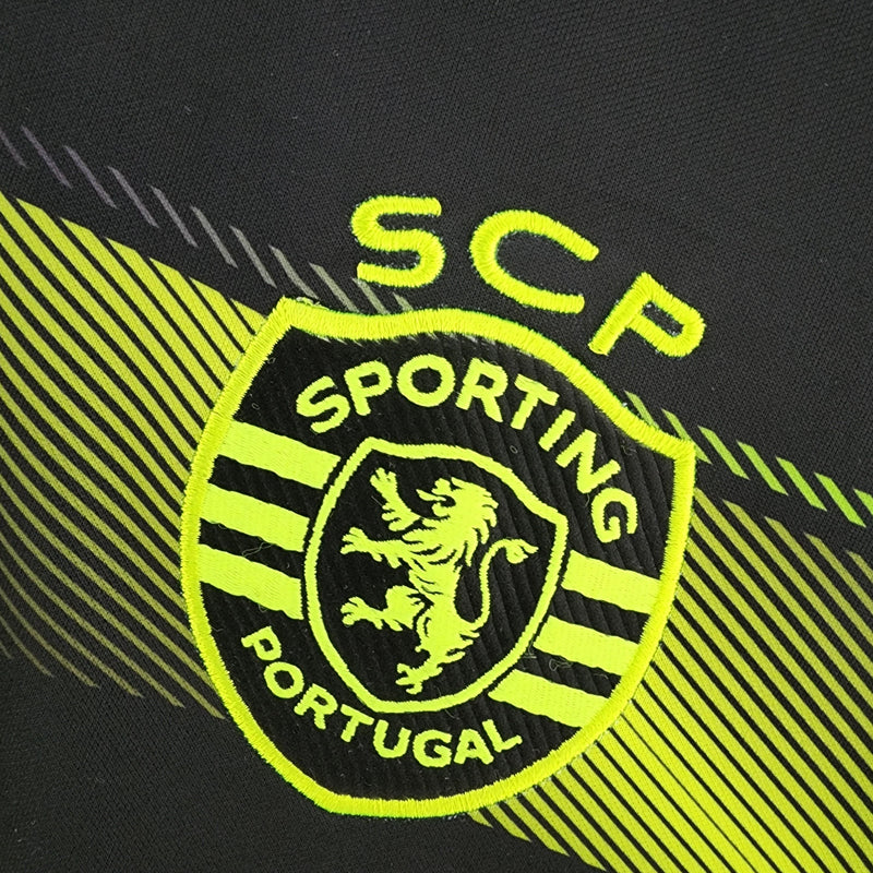 Camisa Sporting Lisboa Away Nike - Versão Torcedor 22/23 Preto e Verde Limão/ Amarelo